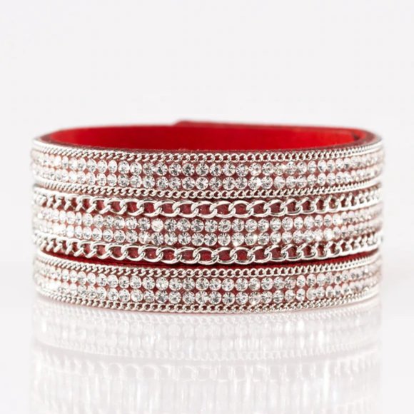 paparazzi Jewelry - NWT New Paparazzi Red Bling Wrap Bracelet Silver Chain Comfortable Jewelry